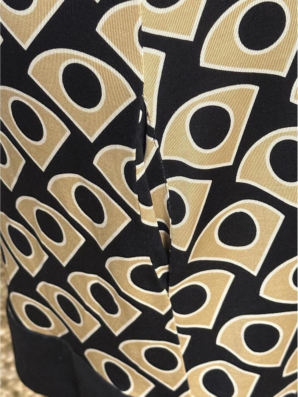 Diane von Furstenburg silk shift dress Size 10 black/gold geometric mod retro - Picture 6 of 8